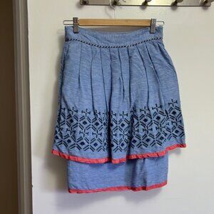 Anthropologie Odille chambray linen and cotton skirt